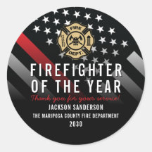 Firefighter of the Year Employee Logo Red Line