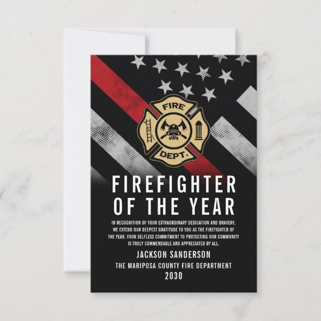 Firefighter of the Year Employee Recognition Logo Kort (Framsida)