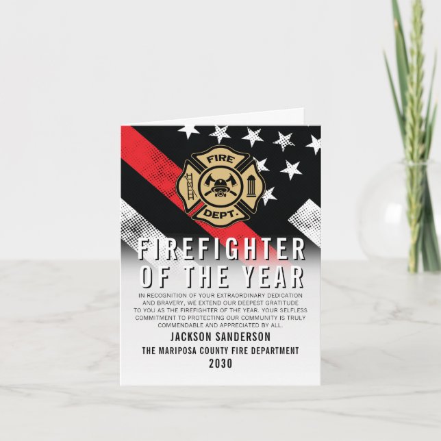 Firefighter of the Year Employee Recognition Logo Kort (Framsida)