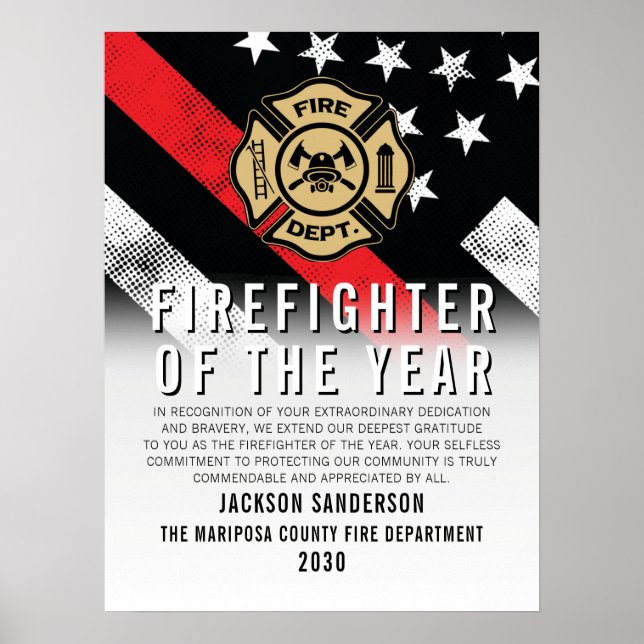 Firefighter of the Year Employee Recognition Logo Poster (Framsidan)