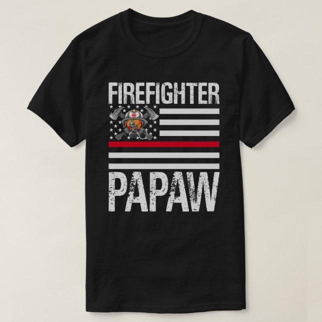 Firefighter PAPAW stöder Thin Red Line US Fla T Shirt (Design framsida)