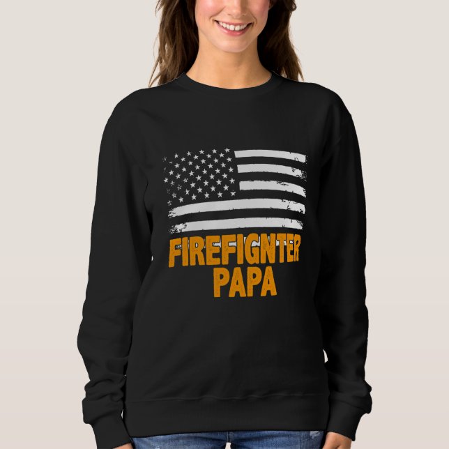 Firefighter Pappa American Flagga Fars dag T Shirt (Framsida)