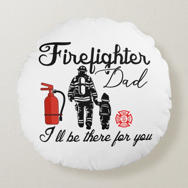 Firefighter Pappa | Fars dag-gåvor Rund Kudde (Framsidan)