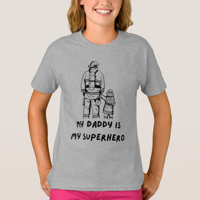 Firefighter Pappa och Dotter Design T-Shirt (Framsida)
