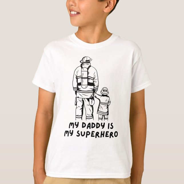 Firefighter Pappa och Son Graphic Design T-shirt (Framsida)