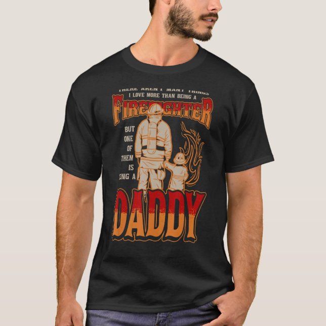 Firefighter Pappa & Son Pappa Fars dag Kristus T Shirt (Framsida)