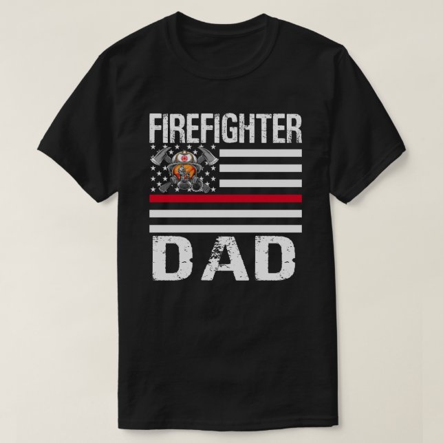 Firefighter PAPPA stöder Thin Red Line US Flagga T Shirt (Design framsida)