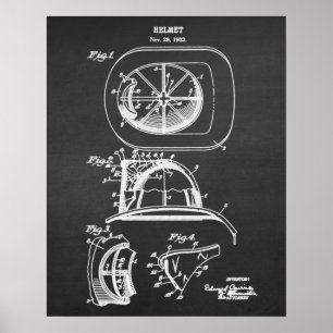 Firefighter Patent Art print No. 2 Fireman Helmet Poster