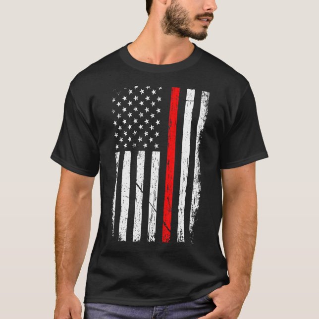 Firefighter Patriotic American US Flagga Fireman F T Shirt (Framsida)