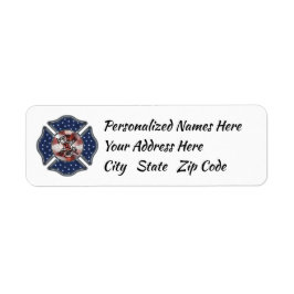 Firefighter Patriotic Maltese Label Returadress Etikett