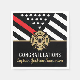 Firefighter Pension Fireman Red Line Flagga Pappersservett