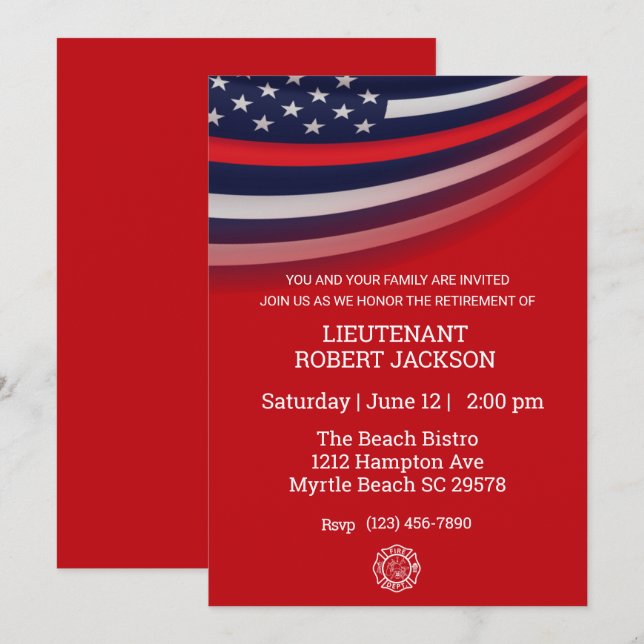 Firefighter Pension Party Firande Inbjudningar (Fram/baksida)