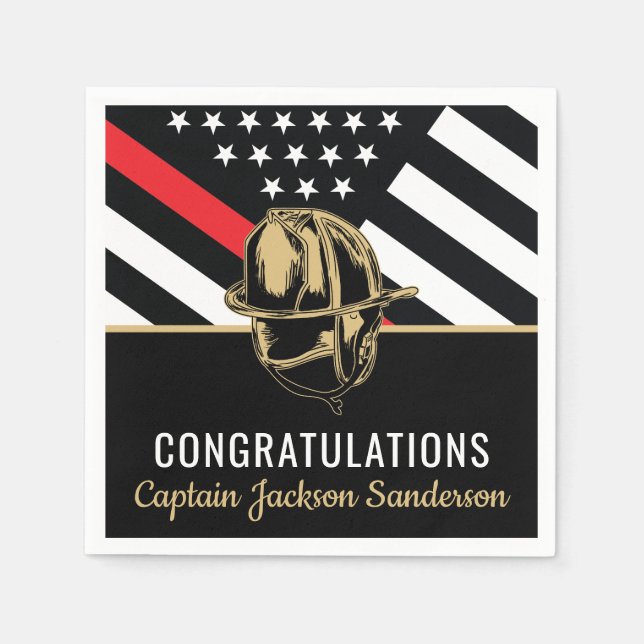 Firefighter Pension Party Fireman Red Line Flagga Pappersservett (Framsidan)