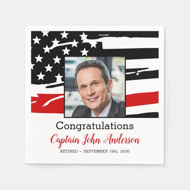 Firefighter Pension Party Photo Thin Red Line Pappersservett (Framsidan)