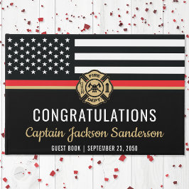 Firefighter Pension Party Red Line Flagga Fireman Gästböcker