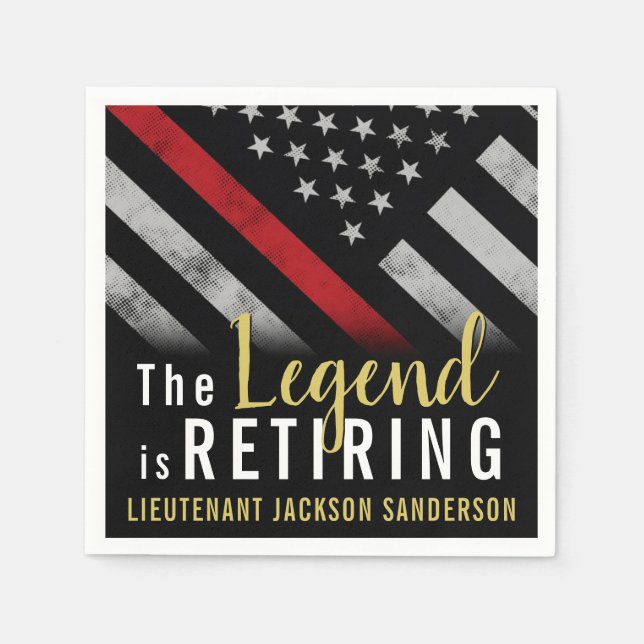 Firefighter Pension Party Red Line Flagga Fireman Pappersservett (Framsidan)