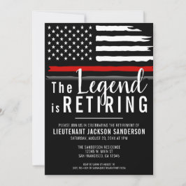 Firefighter Pension Party Thin Red Line Fireman Inbjudningar