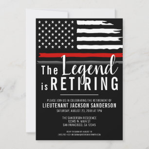 Firefighter Pension Party Thin Red Line Fireman Inbjudningar