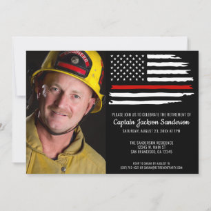Firefighter Pension Party Thin Red Line Photo Inbjudningar