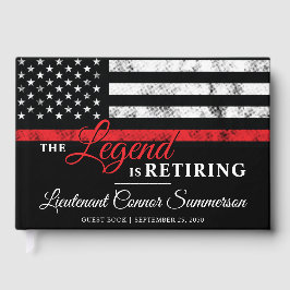 Firefighter Pension Red Line Flagga Fireman Gästböcker