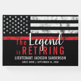 Firefighter Pension Red Line Flagga Fireman Gästböcker