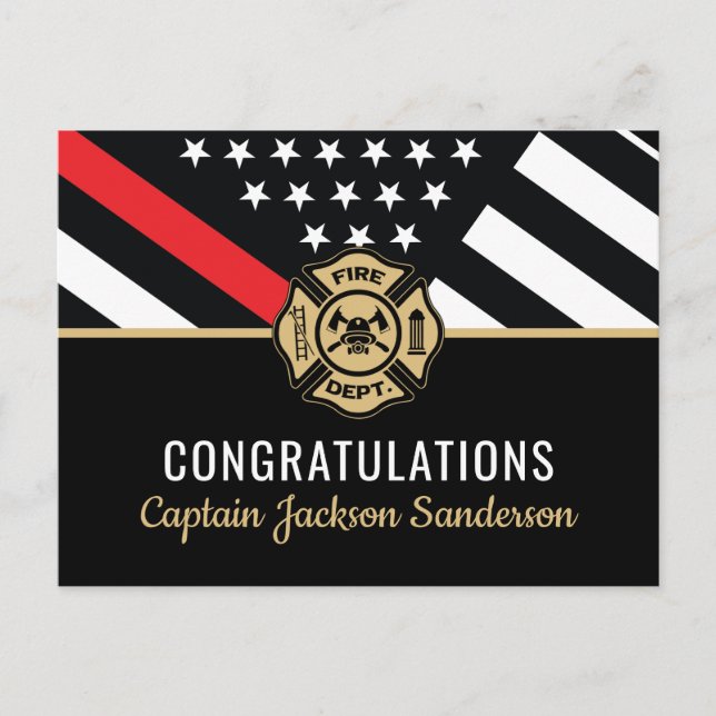 Firefighter Pension Red Line Flagga Fireman Inbjudan Vykort (Framsida)