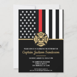 Firefighter Pension Red Line Flagga Fireman Inbjudningar