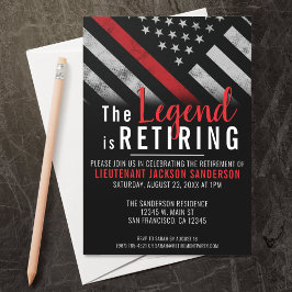 Firefighter Pension Red Line Flagga Fireman Inbjudningar