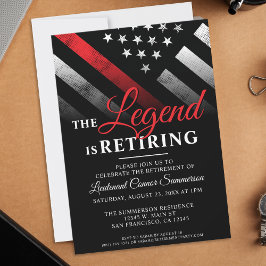 Firefighter Pension Red Line Flagga Fireman Inbjudningar