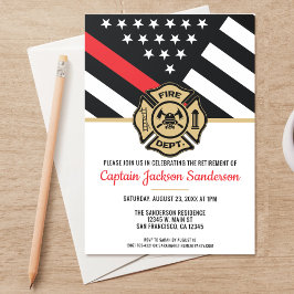 Firefighter Pension Red Line Flagga Fireman Inbjudningar