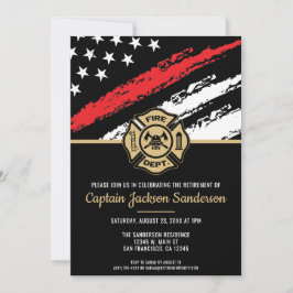 Firefighter Pension Red Line Flagga Fireman Inbjudningar