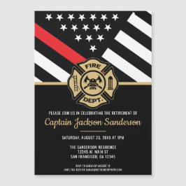 Firefighter Pension Red Line Flagga Fireman Magnetisk Inbjudningskort