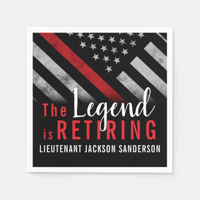 Firefighter Pension Red Line Flagga Fireman Pappersservett (Framsidan)