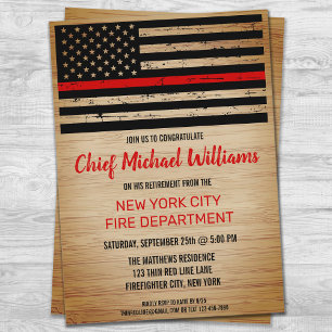 Firefighter Pension Thin Red Line Fireman Inbjudningar