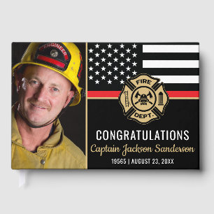 Firefighter Pension Thin Red Line Flagga Photo Gästböcker