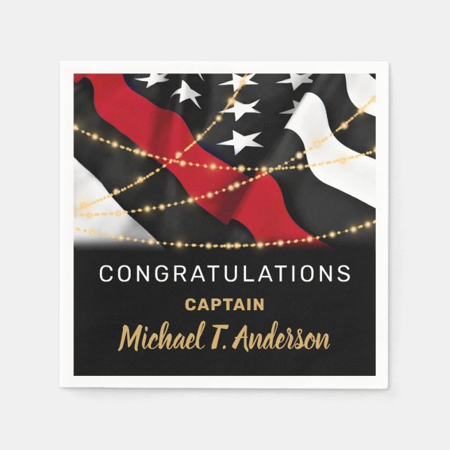 Firefighter Pension Thin Red Line Party Pappersservett (Framsidan)