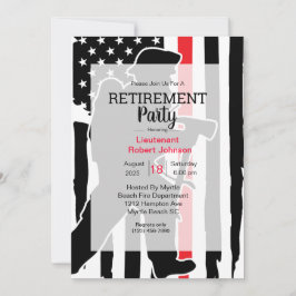 Firefighter Photo American Flagga Pension Party Inbjudningar