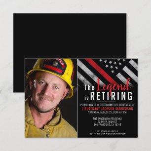 Firefighter Photo Thin Red Line Fireman Pension Inbjudningar