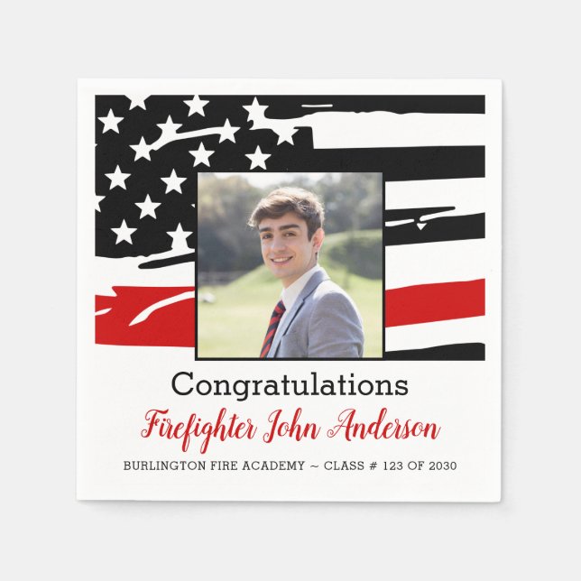 Firefighter Photo Thin Red Line Studenten Pappersservett (Framsidan)