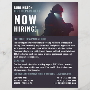 Firefighter Porträtt, rekrytering av brandmän Reklamblad
