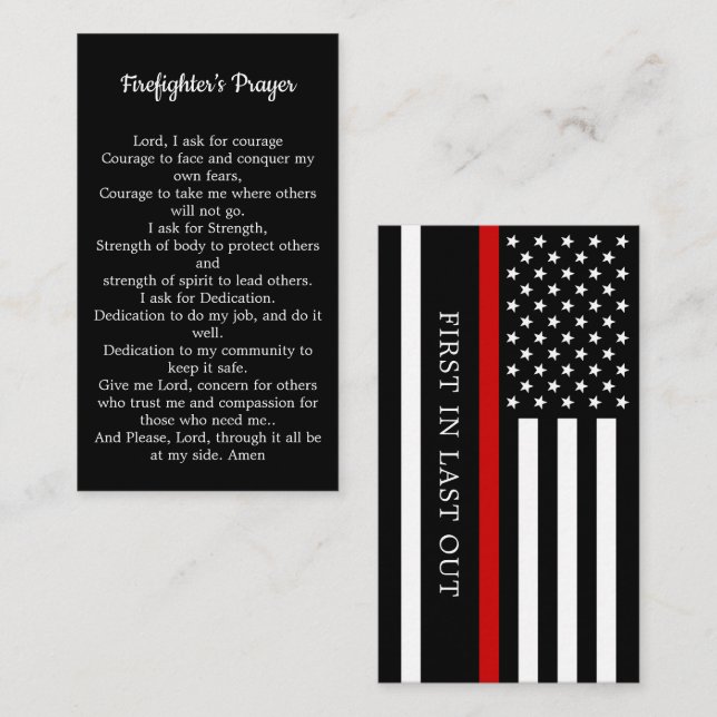 Firefighter Prayer Fireman Thin Red Line Visitkort (Fram/baksida)