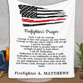 Firefighter Prayer Thin Red Line American Flagga Fleecefilt