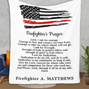 Firefighter Prayer Thin Red Line American Flagga Fleecefilt
