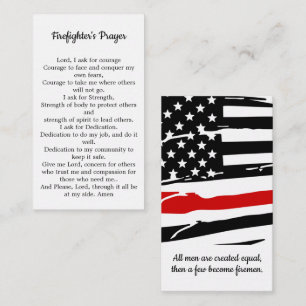 Firefighter Prayer Thin Red Line Fireman Visitkort