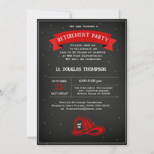 Firefighter Red Black Pension Party Inbjudningar