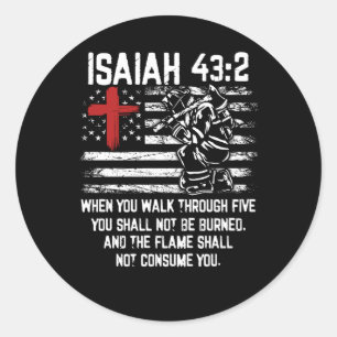 Firefighter Red Kor Bible Verse American Flagga is Runt Klistermärke