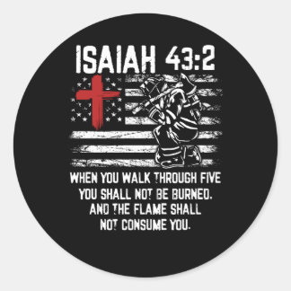 Firefighter Red Kor Bible Verse American Flagga is Runt Klistermärke