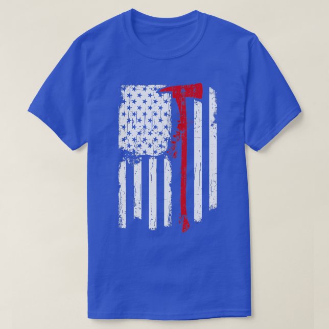 Firefighter Red Line American Flagga med Fireman A T Shirt (Design framsida)