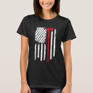 Firefighter Red Line American Flagga with Fireman  T Shirt