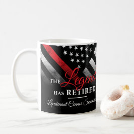 Firefighter Red Line Flagga Fireman Pension Kaffemugg